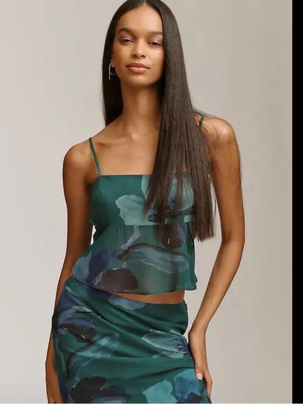 Mare Mare sleeveless cami Green Floral Spaghetti-Strap Cami Top size s